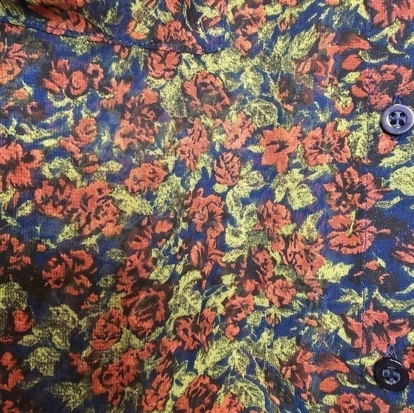Free people sheer blouse/top button up. Floral print small - Picture 3 of 4